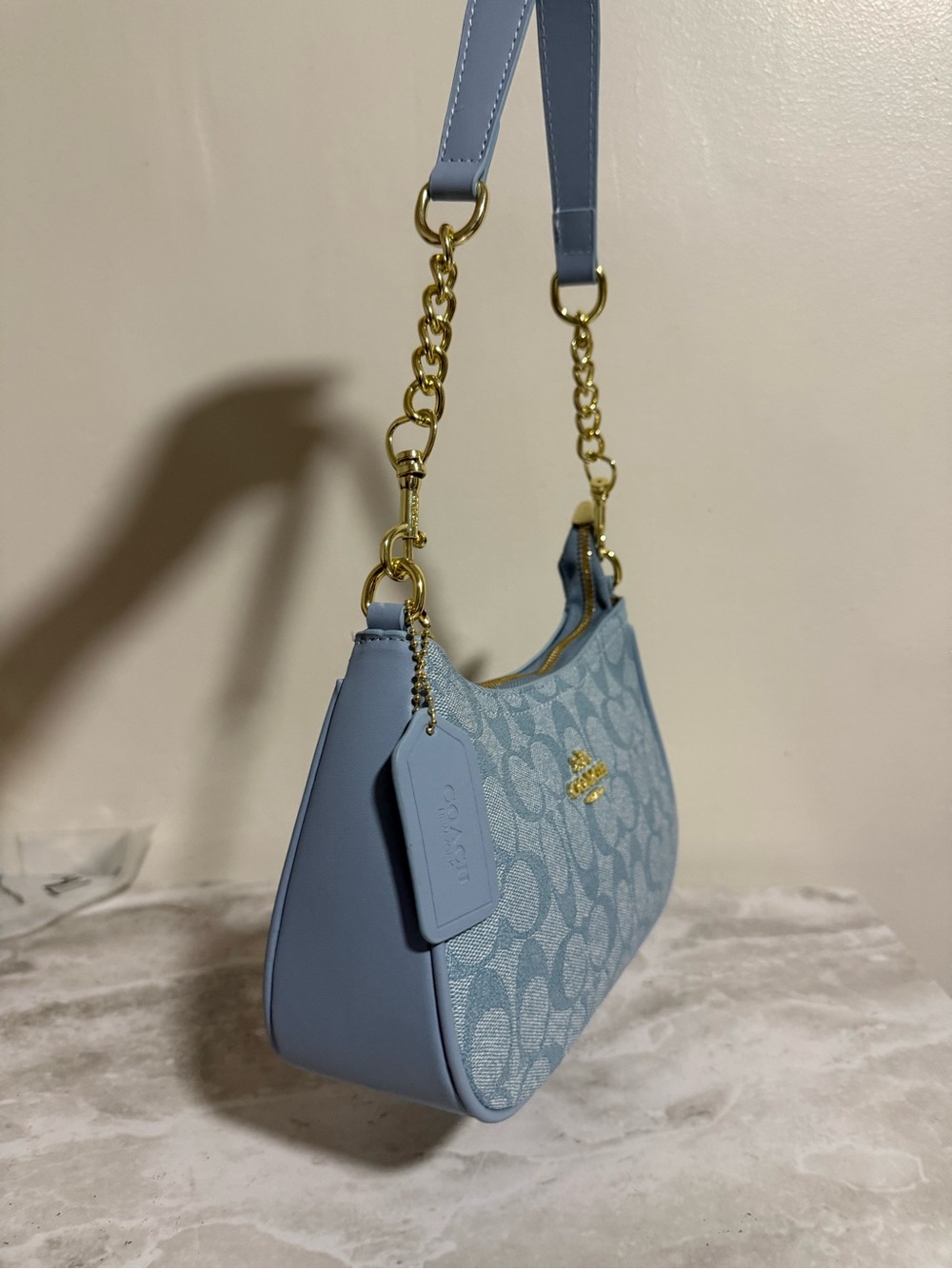 Coach Mini Shoulder Bag in Light Blue with Gold Hardware - Picture 2 of 5